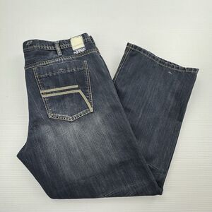 Helix Loose Straight Jeans Mens 38x32 Dark Wash Denim Relaxed Fit Y2K